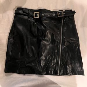 Faux Leather Biker Mini Skirt